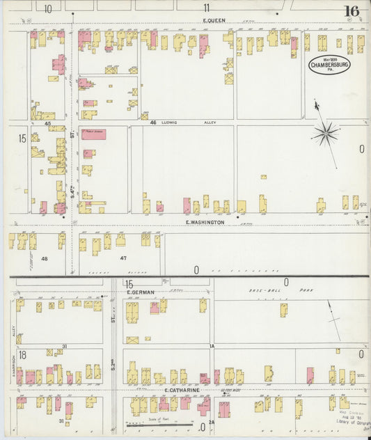 Sanborn Fire Insurance Map from Chambersburg, Franklin County, Pennsylvania (1899), Sheet #0016 - Historic Sanborn Fire Insurance Map Print, vintage old map wall art, antique decor, genealogy gift, Pennsylvania Pennsylvania map