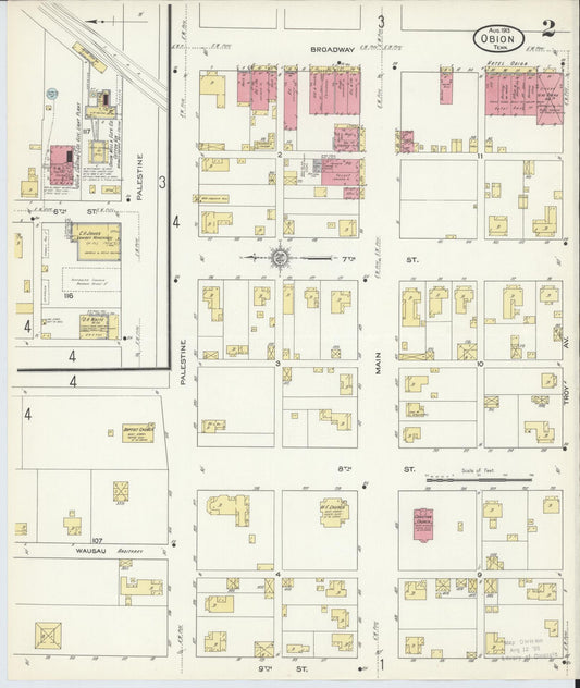 Sanborn Fire Insurance Map from Obion, Obion County, Tennessee (1913), Sheet #0002 - Historic Sanborn Fire Insurance Map Print, vintage old map wall art, antique decor, genealogy gift, Tennessee Tennessee map