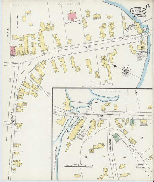 Sanborn Fire Insurance Map from Norway, Oxford County, Maine (1895), Sheet #0006 - Historic Sanborn Fire Insurance Map Print, vintage old map wall art, antique decor, genealogy gift, Maine Maine map