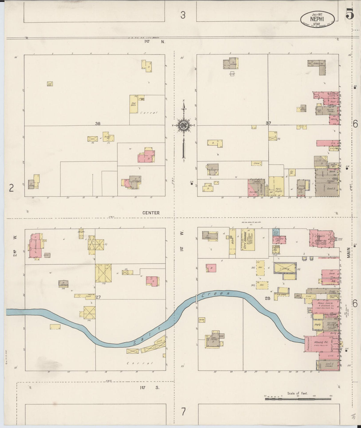 Sanborn Fire Insurance Map from Nephi, Juab County, Utah (1917), Sheet #0005 - Complete Map Set gallery image, historic Sanborn map, vintage wall art, Utah Utah
