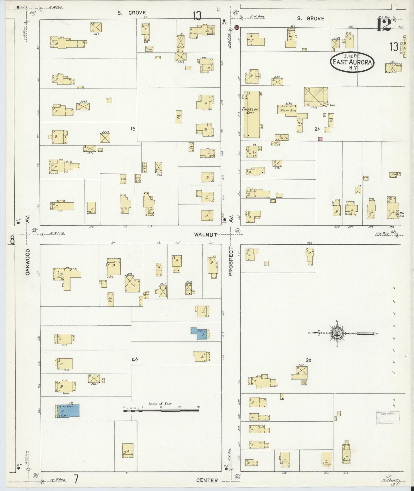Sanborn Fire Insurance Map from East Aurora, Erie County, New York (1912), Sheet #0012 - Complete Map Set gallery image, historic Sanborn map, vintage wall art, New York New York
