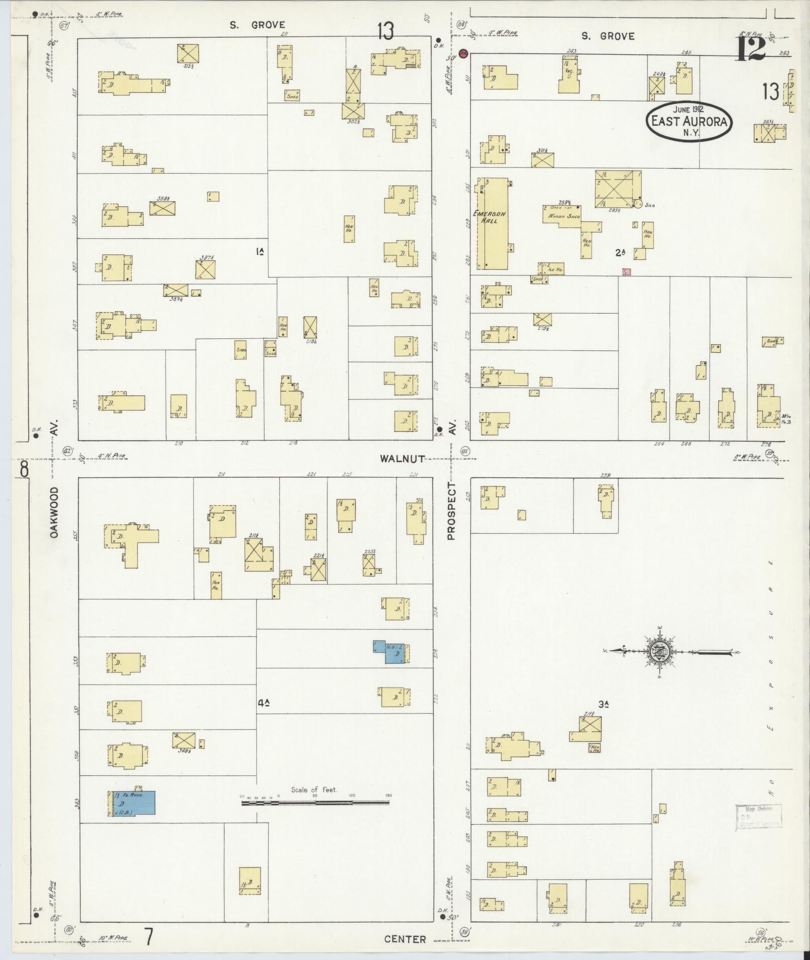 Sanborn Fire Insurance Map from East Aurora, Erie County, New York (1912), Sheet #0012 - Complete Map Set gallery image, historic Sanborn map, vintage wall art, New York New York