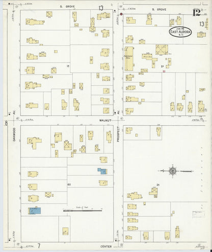 Sanborn Fire Insurance Map from East Aurora, Erie County, New York (1912), Sheet #0012 - Complete Map Set gallery image, historic Sanborn map, vintage wall art, New York New York