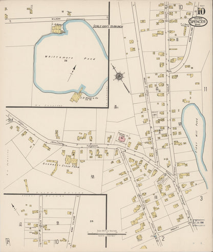 Sanborn Fire Insurance Map from Spencer, Worcester County, Massachusetts (1922), Sheet #0010 - Complete Map Set gallery image, historic Sanborn map, vintage wall art, Massachusetts Massachusetts