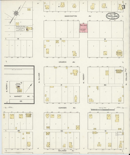 Sanborn Fire Insurance Map from Fairland, Ottawa County, Oklahoma (1916), Sheet #0003 - Historic Sanborn Fire Insurance Map Print, vintage old map wall art, antique decor, genealogy gift, Oklahoma Oklahoma map
