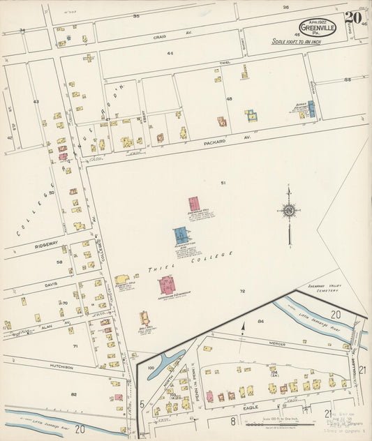 Sanborn Fire Insurance Map from Greenville, Mercer County, Pennsylvania (1922), Sheet #0020 - Historic Sanborn Fire Insurance Map Print, vintage old map wall art, antique decor, genealogy gift, Pennsylvania Pennsylvania map