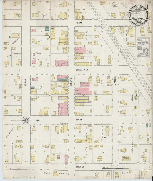 Sanborn Fire Insurance Map from Albany, Delaware County, Indiana (1895), Sheet #0001 - Complete Map Set gallery image, historic Sanborn map, vintage wall art, Albany Delaware
