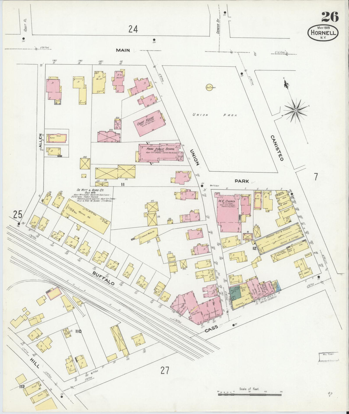 Sanborn Fire Insurance Map from Hornell, Steuben County, New York (1909), Sheet #0026 - Complete Map Set gallery image, historic Sanborn map, vintage wall art, New York New York