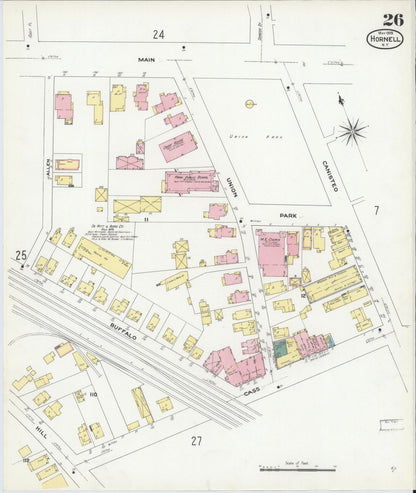 Sanborn Fire Insurance Map from Hornell, Steuben County, New York (1909), Sheet #0026 - Complete Map Set gallery image, historic Sanborn map, vintage wall art, New York New York