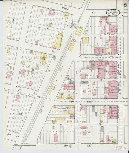 Sanborn Fire Insurance Map from Salida, Chaffee County, Colorado (1893), Sheet #0002 - Complete Map Set gallery image, historic Sanborn map, vintage wall art, Colorado Colorado