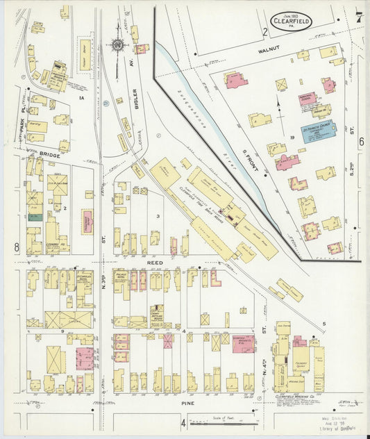 Sanborn Fire Insurance Map from Clearfield, Clearfield County, Pennsylvania (1911), Sheet #0007 - Historic Sanborn Fire Insurance Map Print, vintage old map wall art, antique decor, genealogy gift, Pennsylvania Pennsylvania map