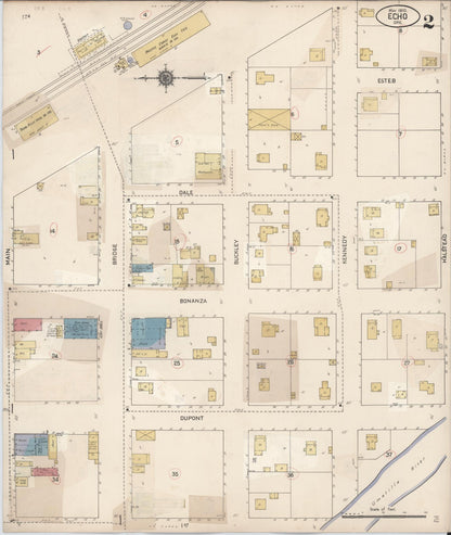 Sanborn Fire Insurance Map from Echo, Umatilla County, Oregon (1932), Sheet #0002 - Complete Map Set gallery image, historic Sanborn map, vintage wall art, Oregon Oregon