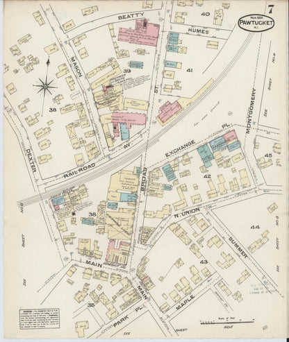Sanborn Fire Insurance Map from Pawtucket, Providence County, Rhode Island (1884), Sheet #0007 - Complete Map Set gallery image, historic Sanborn map, vintage wall art, Rhode Island Rhode Island