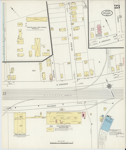 Sanborn Fire Insurance Map from Rome, Oneida County, New York (1914), Sheet #0023 - Historic Sanborn Fire Insurance Map Print, vintage old map wall art, antique decor, genealogy gift, New York New York map