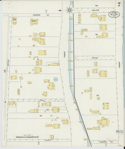 Sanborn Fire Insurance Map from Biloxi, Harrison County, Mississippi (1898), Sheet #0007 - Complete Map Set gallery image, historic Sanborn map, vintage wall art, Mississippi Mississippi