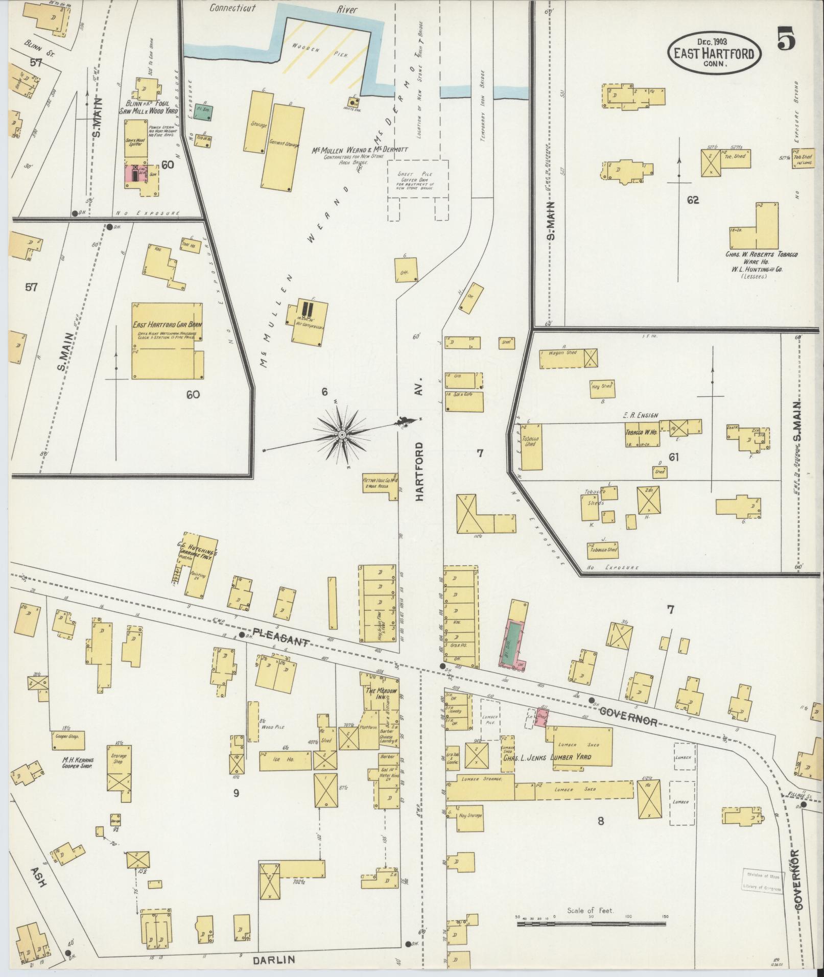 Sanborn Fire Insurance Map from East Hartford, Hartford County, Connecticut (1903), Sheet #0005 - Complete Map Set gallery image, historic Sanborn map, vintage wall art, Connecticut Connecticut