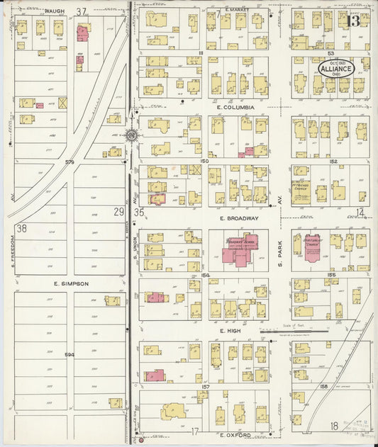 Sanborn Fire Insurance Map from Alliance, Stark County, Ohio (1921), Sheet #0013 - Historic Sanborn Fire Insurance Map Print, vintage old map wall art, antique decor, genealogy gift, Ohio Ohio map
