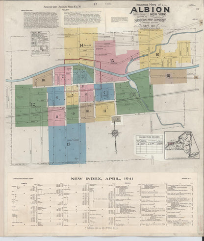 Sanborn Fire Insurance Map from Albion, Orleans County, New York (1941), Sheet #0001 - Complete Map Set gallery image, historic Sanborn map, vintage wall art, New York New York