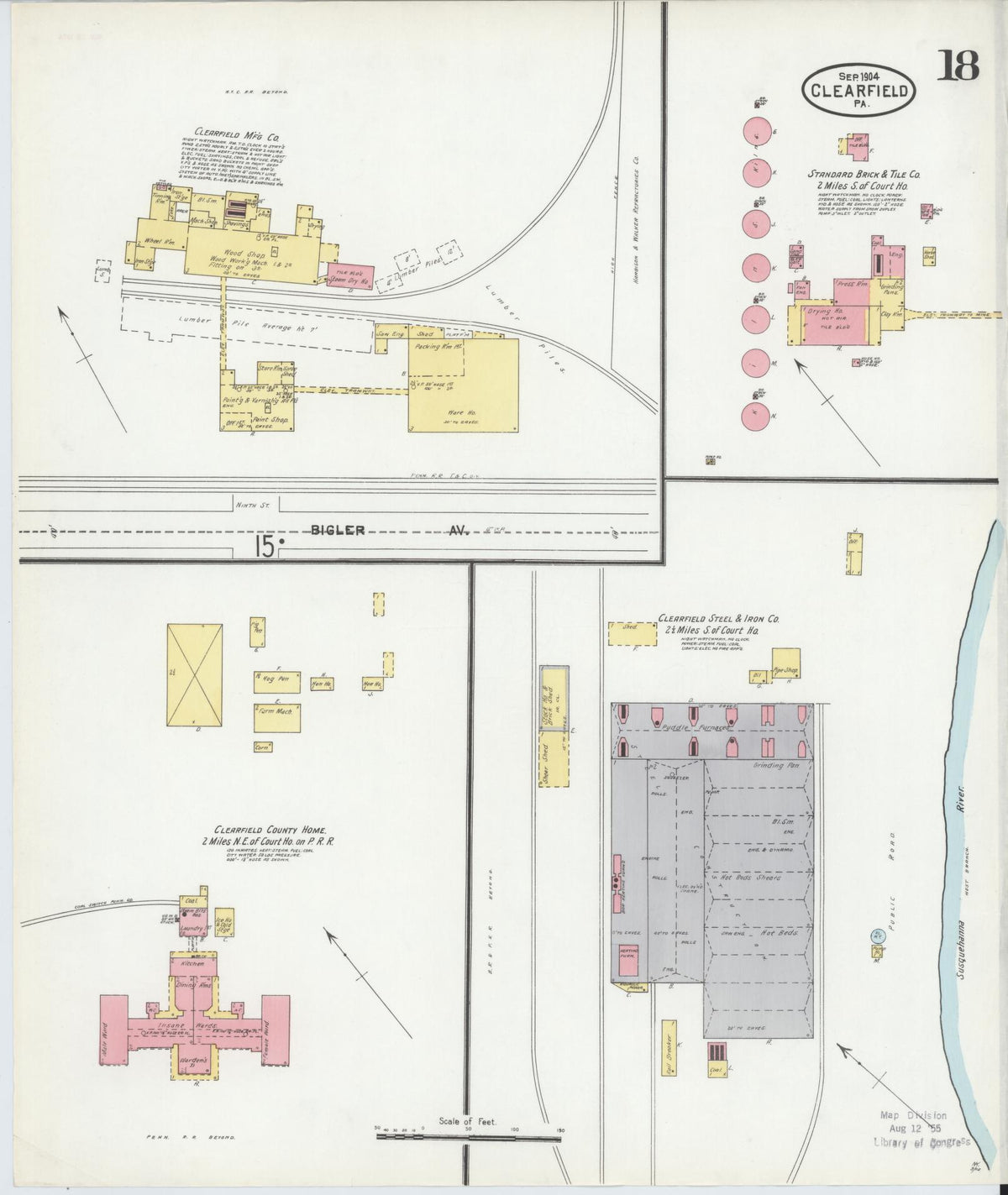 Sanborn Fire Insurance Map from Clearfield, Clearfield County, Pennsylvania (1904), Sheet #0018 - Complete Map Set gallery image, historic Sanborn map, vintage wall art, Pennsylvania Pennsylvania