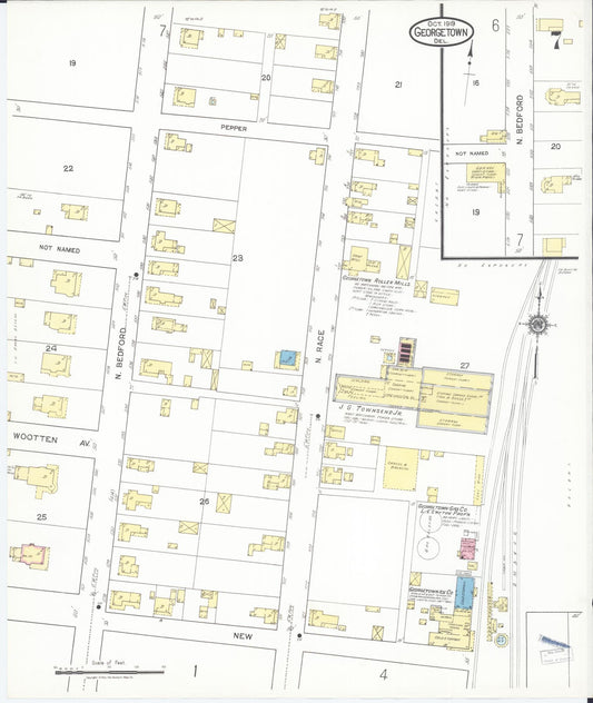 Sanborn Fire Insurance Map from Georgetown, Sussex County, Delaware (1919), Sheet #0007 - Historic Sanborn Fire Insurance Map Print, vintage old map wall art, antique decor, genealogy gift, Delaware Delaware map