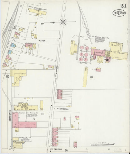 Sanborn Fire Insurance Map from Frederick, Frederick County, Maryland (1897), Sheet #0021 - Complete Map Set gallery image, historic Sanborn map, vintage wall art, Maryland Maryland