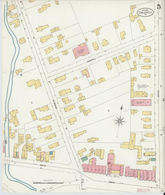Sanborn Fire Insurance Map from Cobleskill, Schoharie County, New York (1904), Sheet #0005 - Historic Sanborn Fire Insurance Map Print, vintage old map wall art, antique decor, genealogy gift, New York New York map