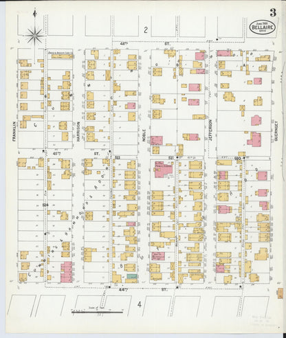 Sanborn Fire Insurance Map from Bellaire, Belmont County, Ohio (1900), Sheet #0003 - Historic Sanborn Fire Insurance Map Print, vintage old map wall art, antique decor, genealogy gift, Ohio Ohio map