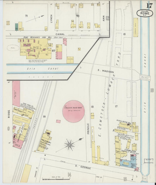 Sanborn Fire Insurance Map from Rome, Oneida County, New York (1894), Sheet #0017 - Historic Sanborn Fire Insurance Map Print, vintage old map wall art, antique decor, genealogy gift, New York New York map