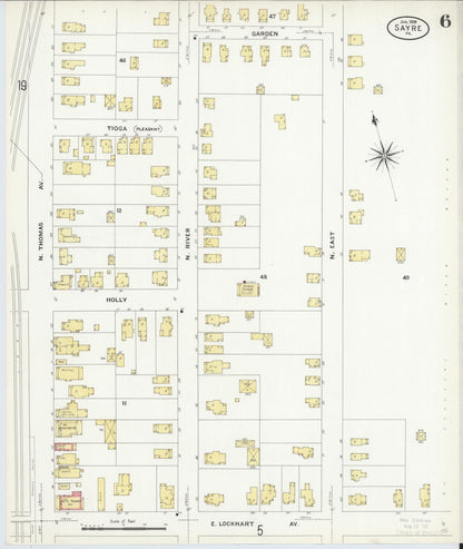 Sanborn Fire Insurance Map from Sayre, Bradford County, Pennsylvania (1909), Sheet #0006 - Complete Map Set gallery image, historic Sanborn map, vintage wall art, Pennsylvania Pennsylvania