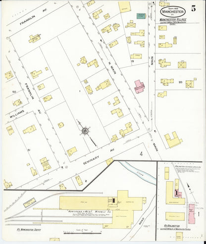 Sanborn Fire Insurance Map from Manchester, Bennington County, Vermont (1909), Sheet #0005 - Complete Map Set gallery image, historic Sanborn map, vintage wall art, Vermont Vermont