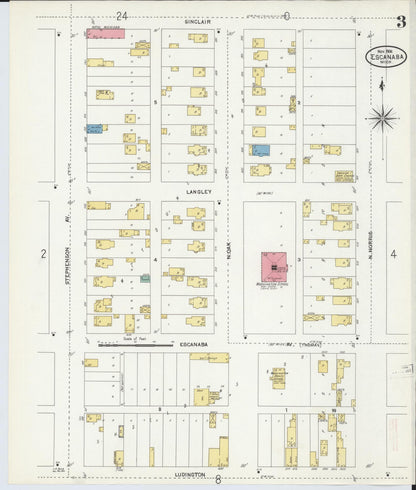 Sanborn Fire Insurance Map from Escanaba, Delta County, Michigan (1906), Sheet #0003 - Historic Sanborn Fire Insurance Map Print, vintage old map wall art, antique decor, genealogy gift, Michigan Michigan map