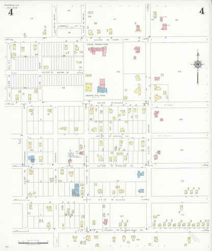 Sanborn Fire Insurance Map from Pompano, Broward County, Florida (1939), Sheet #0004 - Historic Sanborn Fire Insurance Map Print, vintage old map wall art, antique decor, genealogy gift, Florida Florida map