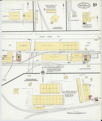 Sanborn Fire Insurance Map from Fayetteville, Washington County, Arkansas (1919), Sheet #0019 - Complete Map Set gallery image, historic Sanborn map, vintage wall art, Arkansas Arkansas