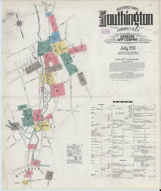 Sanborn Fire Insurance Map from Southington, Hartford County, Connecticut. (1911) – Historic Sanborn Fire Insurance Map Print
