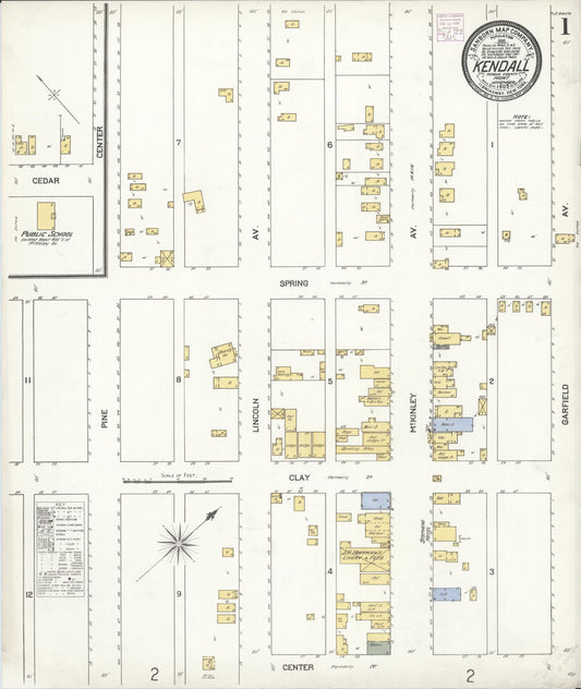 Sanborn Fire Insurance Map from Kendall, Fergus County, Montana (1905), Sheet #0001 - Complete Map Set gallery image, historic Sanborn map, vintage wall art, Montana Montana