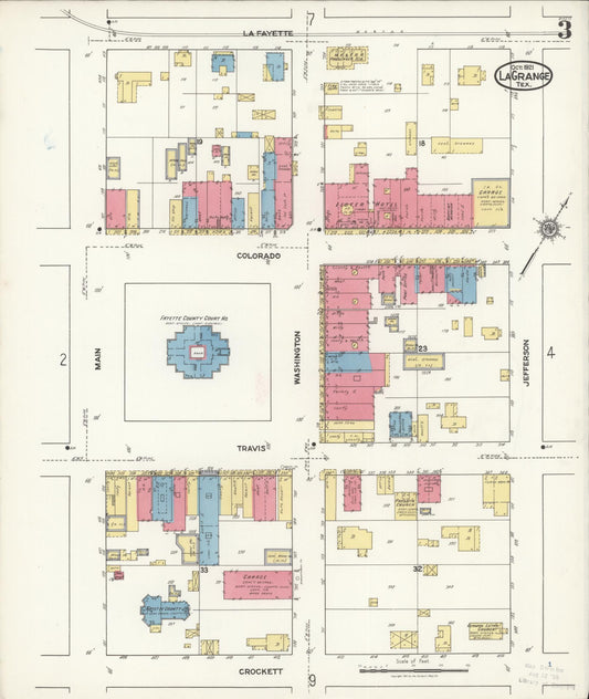 Sanborn Fire Insurance Map from La Grange, Fayette County, Texas (1921), Sheet #0003 - Historic Sanborn Fire Insurance Map Print, vintage old map wall art, antique decor, genealogy gift, Texas Texas map