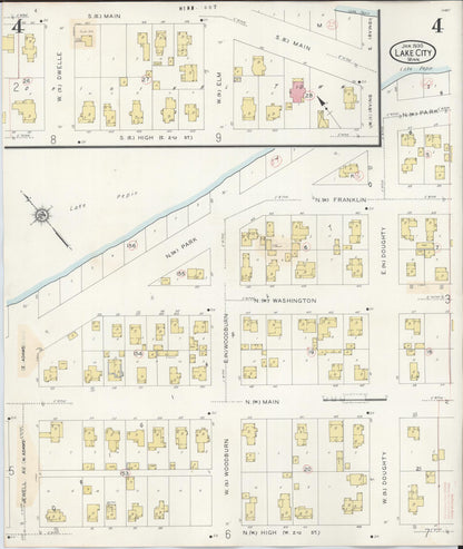 Sanborn Fire Insurance Map from Lake City, Wabasha County, Minnesota (1938), Sheet #0004 - Historic Sanborn Fire Insurance Map Print, vintage old map wall art, antique decor, genealogy gift, Minnesota Minnesota map