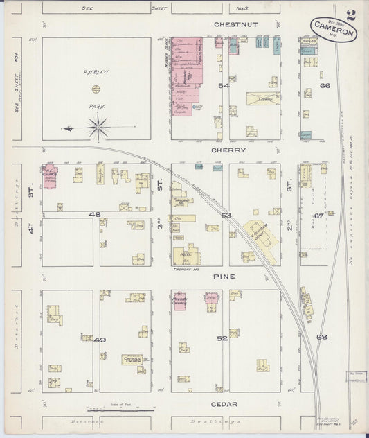 Sanborn Fire Insurance Map from Cameron, Clinton County, Missouri (1885), Sheet #0002 - Historic Sanborn Fire Insurance Map Print, vintage old map wall art, antique decor, genealogy gift, Missouri Missouri map