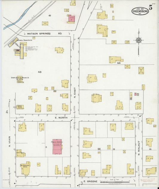 Sanborn Fire Insurance Map from Greensboro, Greene County, Georgia (1921), Sheet #0005 - Historic Sanborn Fire Insurance Map Print, vintage old map wall art, antique decor, genealogy gift, Georgia Georgia map