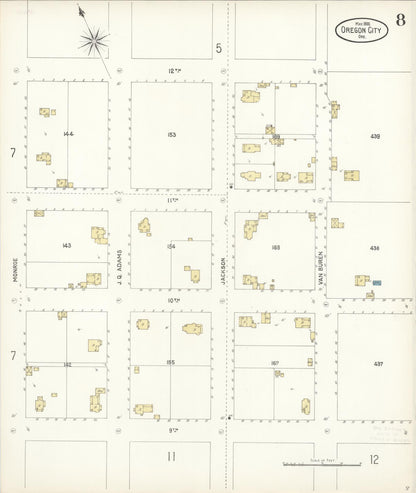 Sanborn Fire Insurance Map from Oregon City, Clackamas County, Oregon (1900), Sheet #0008 - Complete Map Set gallery image, historic Sanborn map, vintage wall art, Oregon Oregon