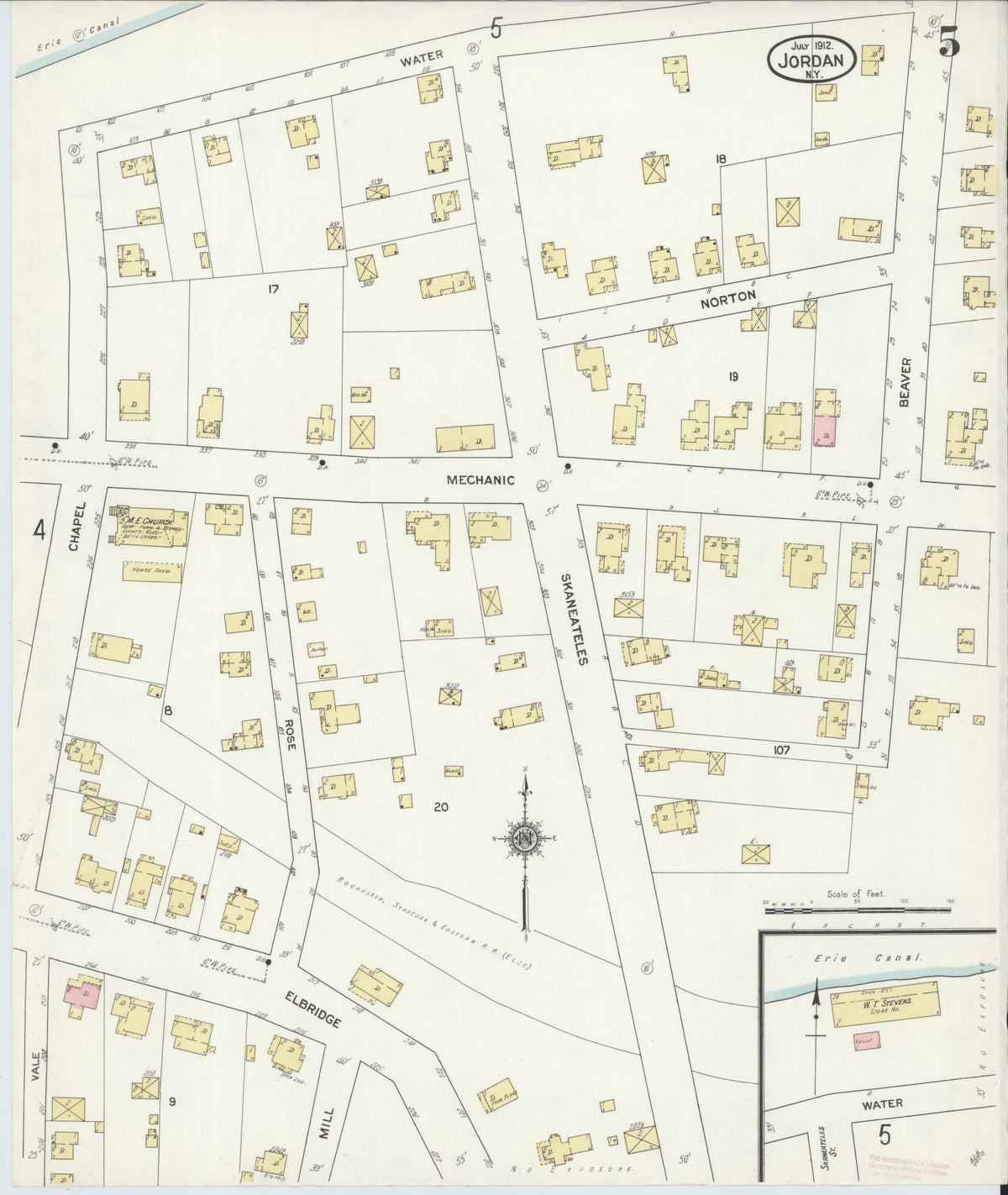Sanborn Fire Insurance Map from Jordan, Onondaga County, New York (1912), Sheet #0005 - Complete Map Set gallery image, historic Sanborn map, vintage wall art, New York New York