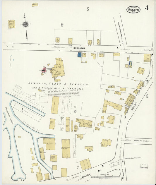 Sanborn Fire Insurance Map from Roslyn, Nassau County, New York (1920), Sheet #0004 - Historic Sanborn Fire Insurance Map Print, vintage old map wall art, antique decor, genealogy gift, New York New York map