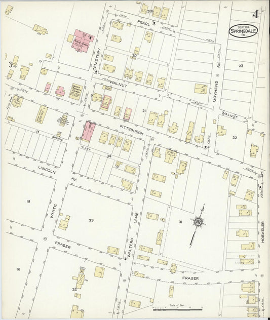 Sanborn Fire Insurance Map from Springdale, Allegheny County, Pennsylvania (1914), Sheet #0004 - Historic Sanborn Fire Insurance Map Print, vintage old map wall art, antique decor, genealogy gift, Pennsylvania Pennsylvania map