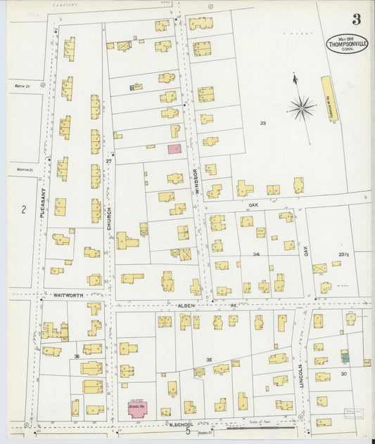 Sanborn Fire Insurance Map from Thompsonville, Hartford County, Connecticut (1905), Sheet #0003 - Historic Sanborn Fire Insurance Map Print, vintage old map wall art, antique decor, genealogy gift, Connecticut Connecticut map