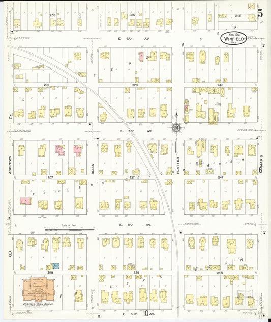 Sanborn Fire Insurance Map from Winfield, Cowley County, Kansas (1912), Sheet #0005 - Historic Sanborn Fire Insurance Map Print, vintage old map wall art, antique decor, genealogy gift, Kansas Kansas map