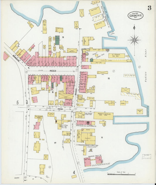 Sanborn Fire Insurance Map from Coxsackie, Greene County, New York (1902), Sheet #0003 - Historic Sanborn Fire Insurance Map Print, vintage old map wall art, antique decor, genealogy gift, New York New York map