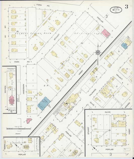 Sanborn Fire Insurance Map from Witt, Montgomery County, Illinois (1914), Sheet #0003 - Historic Sanborn Fire Insurance Map Print, vintage old map wall art, antique decor, genealogy gift, Illinois Illinois map