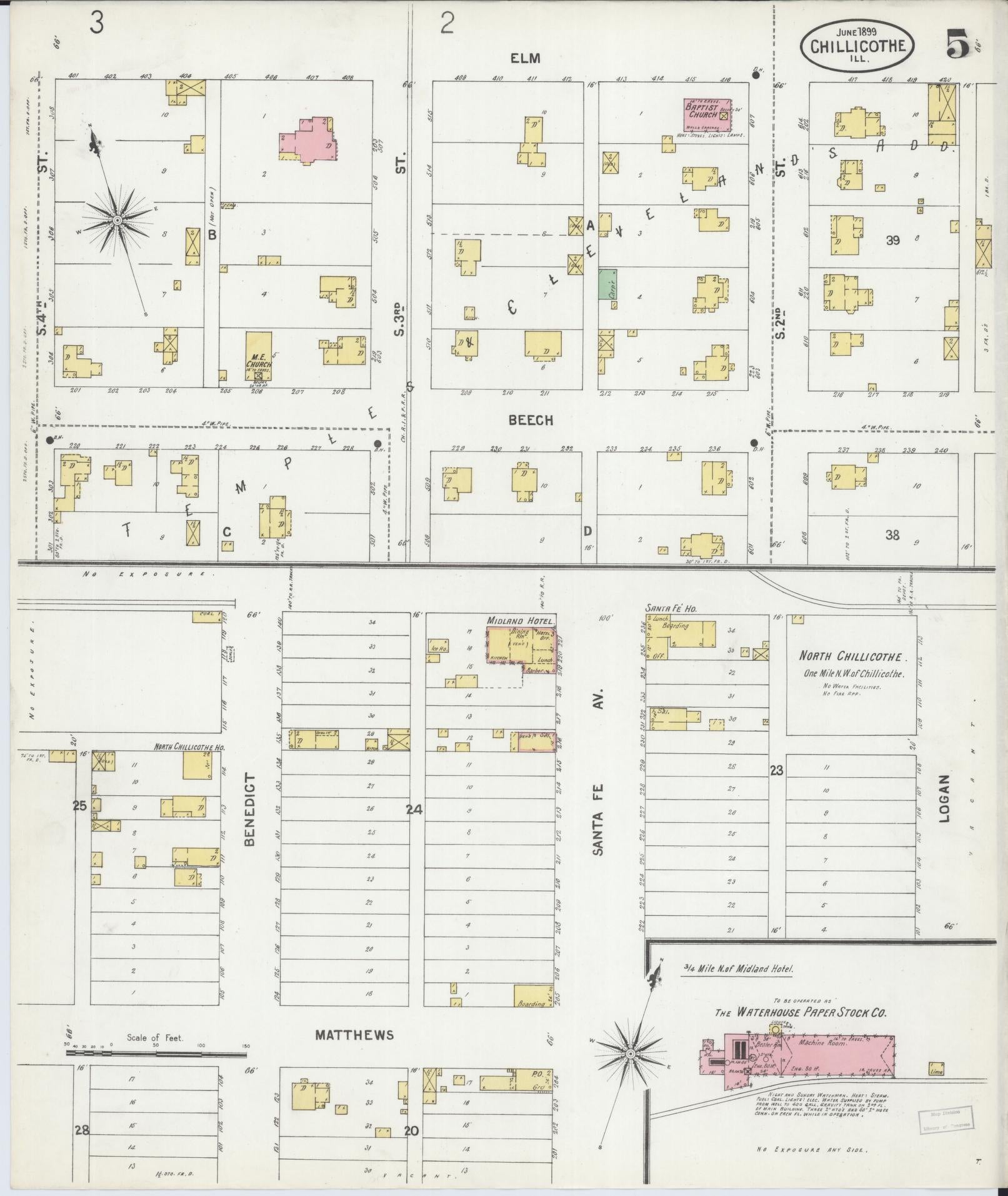 Sanborn Fire Insurance Map from Chillicothe, Peoria County, Illinois (1899), Sheet #0005 - Historic Sanborn Fire Insurance Map Print, vintage old map wall art, antique decor, genealogy gift, Illinois Illinois map