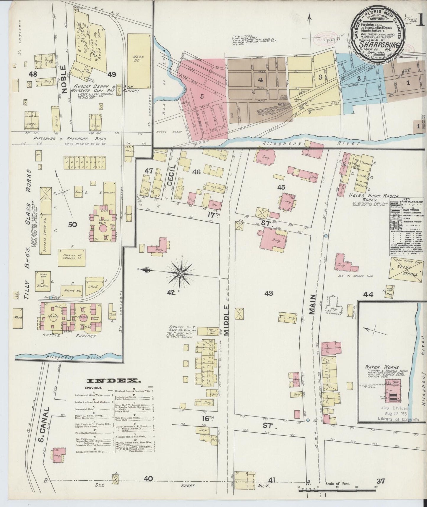 Sanborn Fire Insurance Map from Sharpsburg, Allegheny County, Pennsylvania (1891), Sheet #0001 - Complete Map Set gallery image, historic Sanborn map, vintage wall art, Pennsylvania Pennsylvania