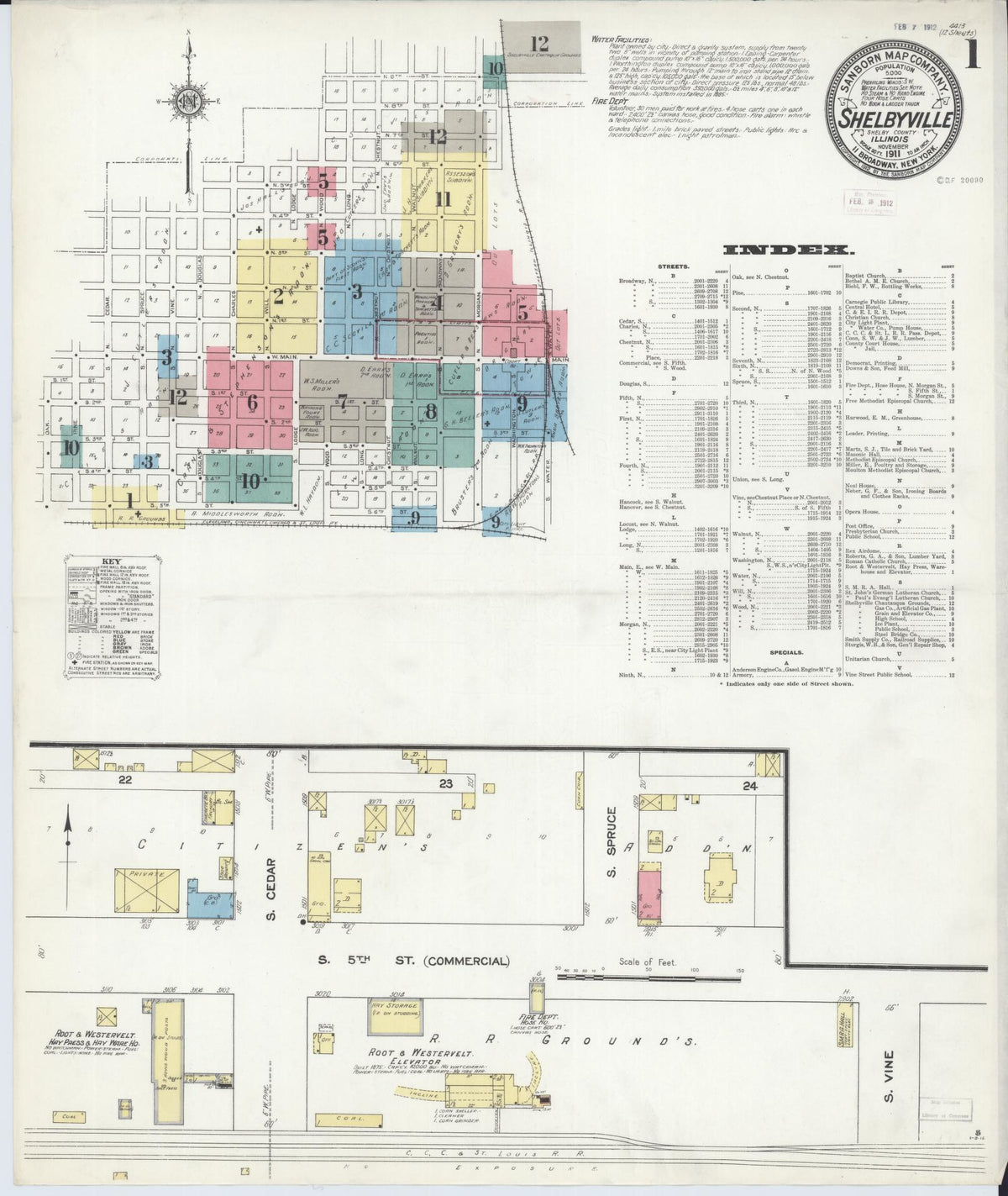 Sanborn Fire Insurance Map from Shelbyville, Shelby County, Illinois (1911), Sheet #0001 - Complete Map Set gallery image, historic Sanborn map, vintage wall art, Illinois Illinois